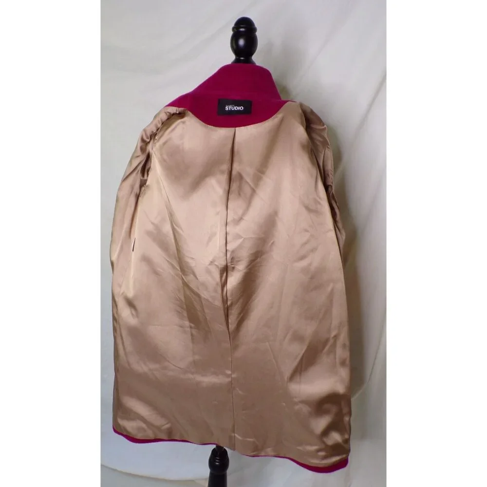 🆕FLEURETTE Wool Stand Collar Car Coat Currant 4 - Picture 8 of 12